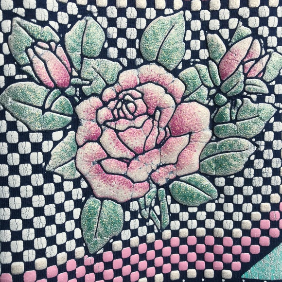 Vintage} 90's Puffy Glitter Rose Graphic T-Shirt - Picture 3 of 5